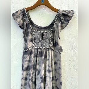NWT Tie Dye Mini Dress with Braided Trim / RXB Brand/ Purple Gray Boho MEDIUM